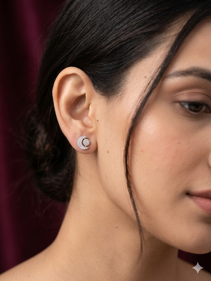 925 sterling silver half moon stud earrings