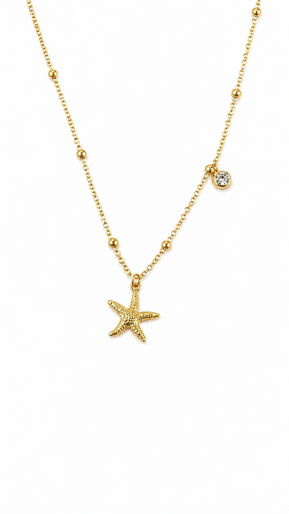 Anti tarnished starfish pendant necklace-chain