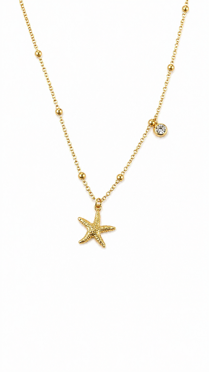 Anti tarnished starfish pendant necklace-chain