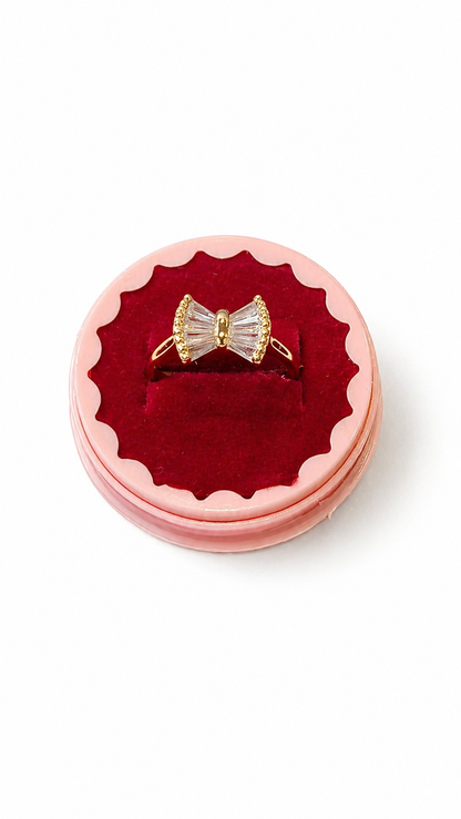 Anti tarnished korean style bow ring