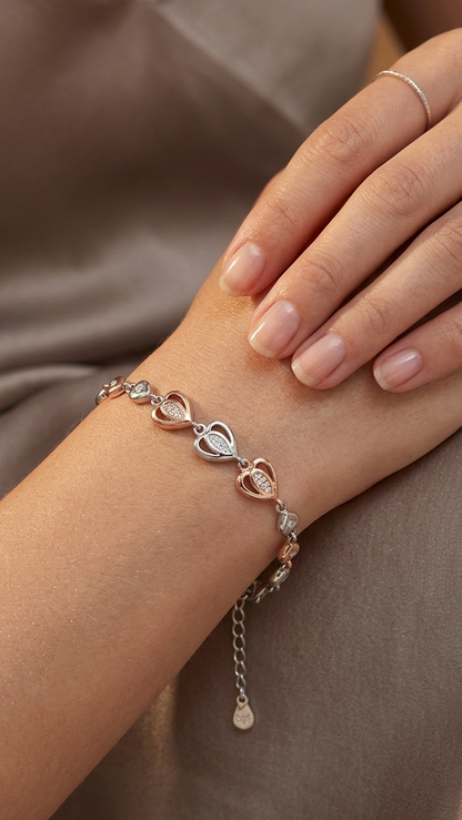 925 sterling silver heart bracelet