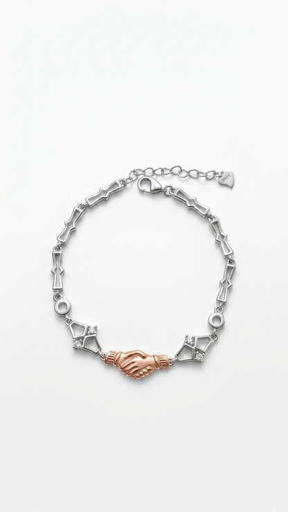 925 sterling silver hand holding bracelet