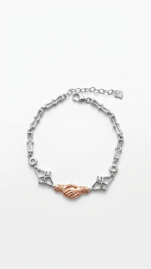 925 sterling silver hand holding bracelet