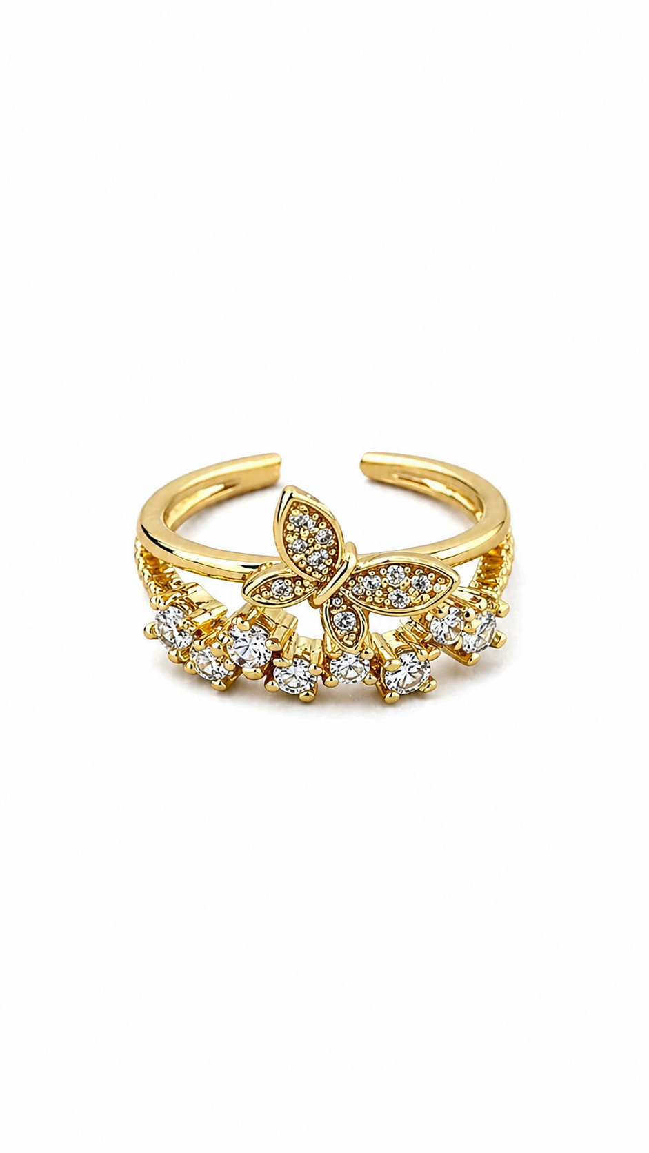 Anti tarnished korean style butterfly ring