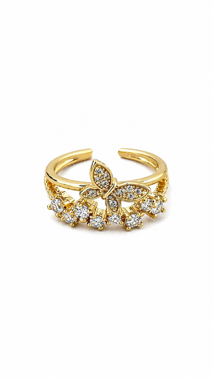 Anti tarnished korean style butterfly ring