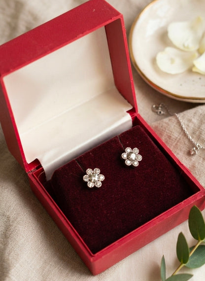 925 sterling silver flower stud earrings