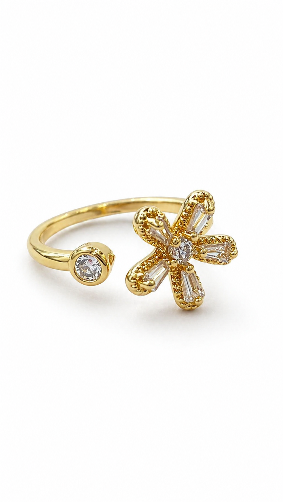 Anti tarnished korean style flower ring