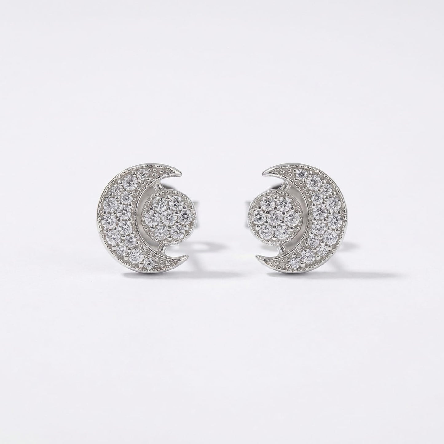 925 sterling silver half moon stud earrings