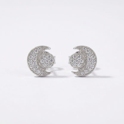 925 sterling silver half moon stud earrings