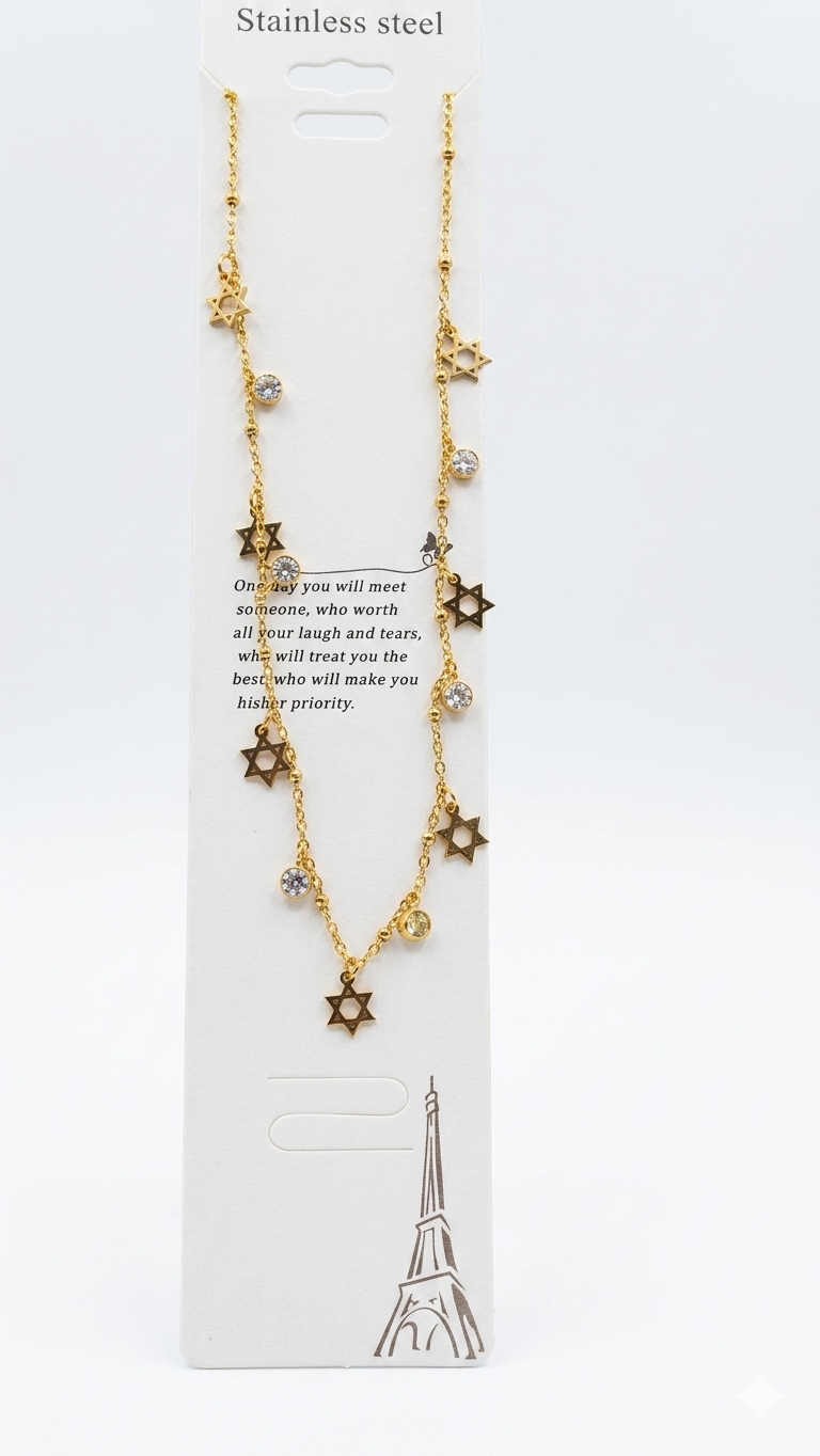 Anti tarnished star charms necklace-chain