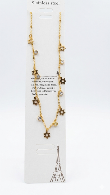 Anti tarnished star charms necklace-chain