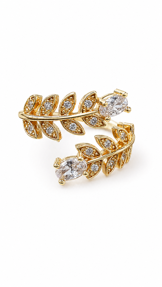 Anti tarnished korean style leaf ring