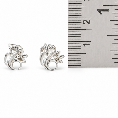 925 sterling silver peacock stud earrings