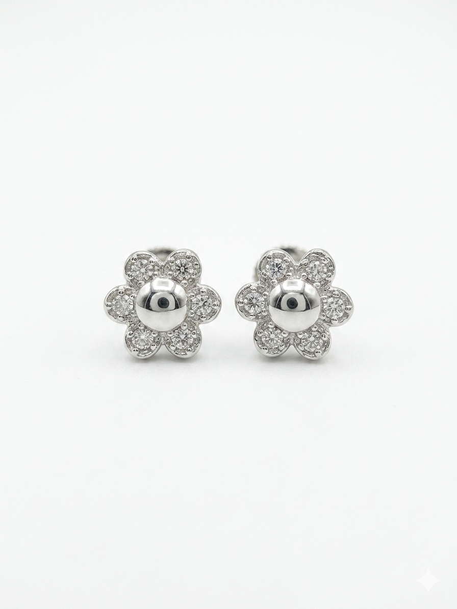 925 sterling silver flower stud earrings