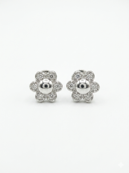 925 sterling silver flower stud earrings