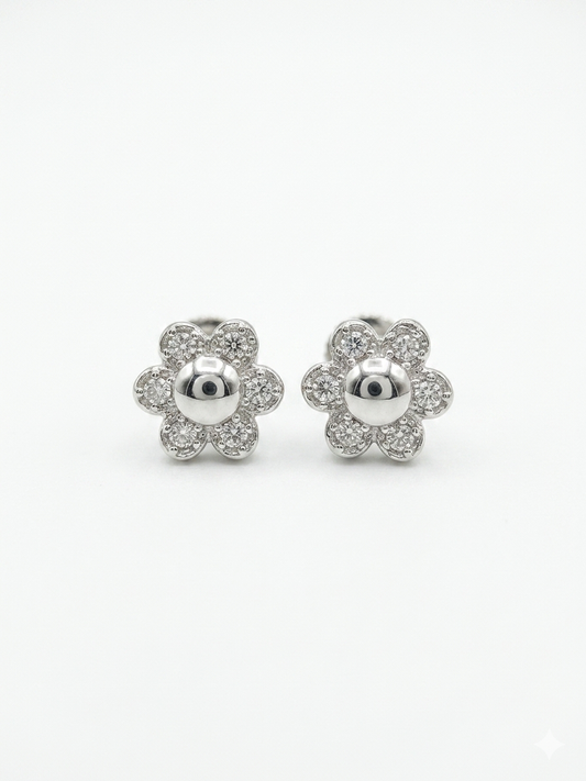 925 sterling silver flower stud earrings