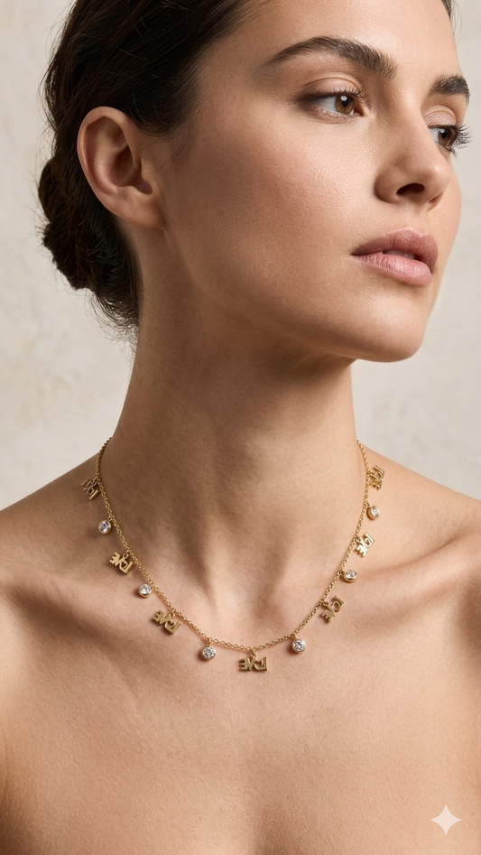 Anti tarnished love charms necklace-chain